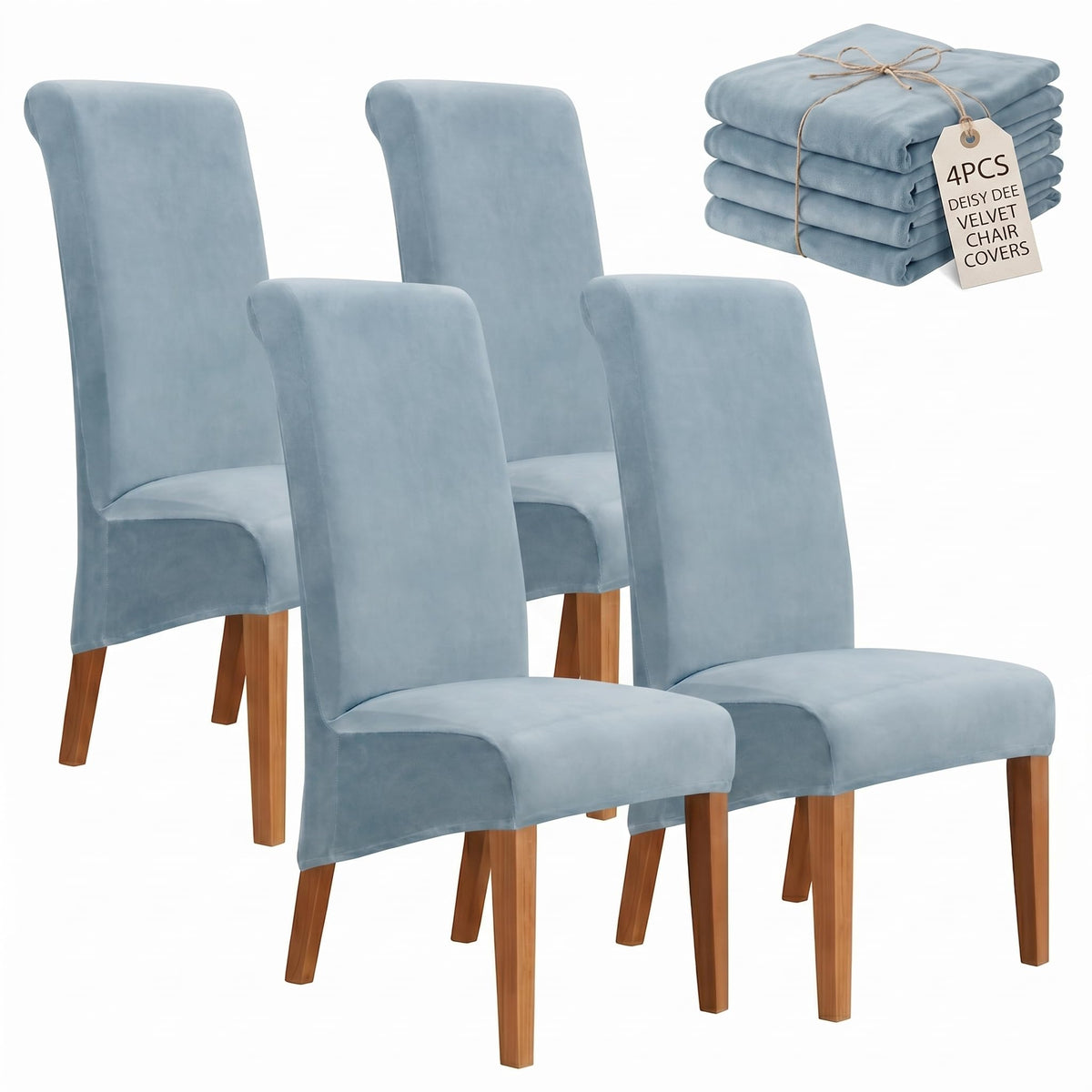 Velvet Dining Chair Covers Set of 2, Extra Large XL Oversized Stretch Parsons Chair Slipcovers for High Back Dining Room Kitchen, Non-Slip Removable Washable Chair Protectors,Khaki