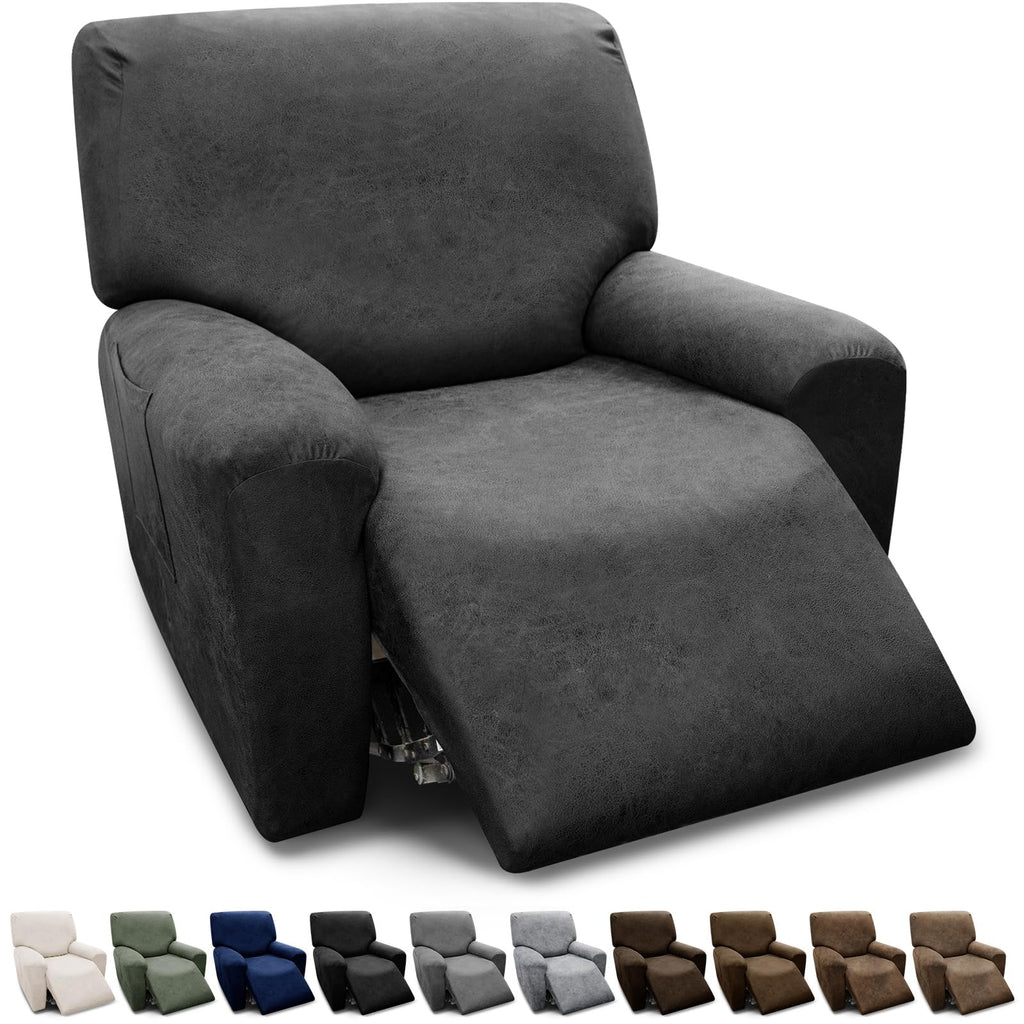 3-Pieces T Cushion Loveseat Slipcovers Leather Look Couch Cover Loveseat Covers for 2 Cushion Couch Furniture Protector Stretch Sofa Cover with 2 Individual T Cushion Seat Covers, Brown
