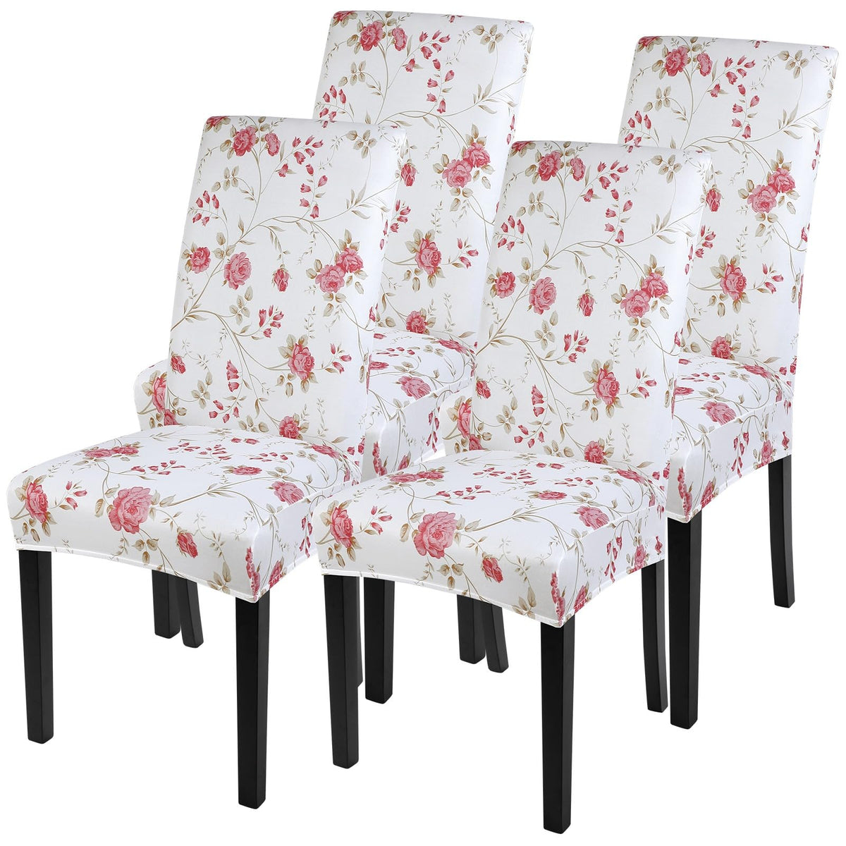 SearchI Dining Room Chair Covers Set of 6, Stretch Jacquard Parsons Chair Slipcovers Super Fit Removable Washable Kitchen Chair Protector Cover for Dining Room, Hotel, Ceremony (Beige Rhombus)