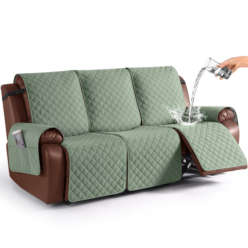 KinCam Waterproof Loveseat Recliner Covers Washable, 2 Seater, Light Gray