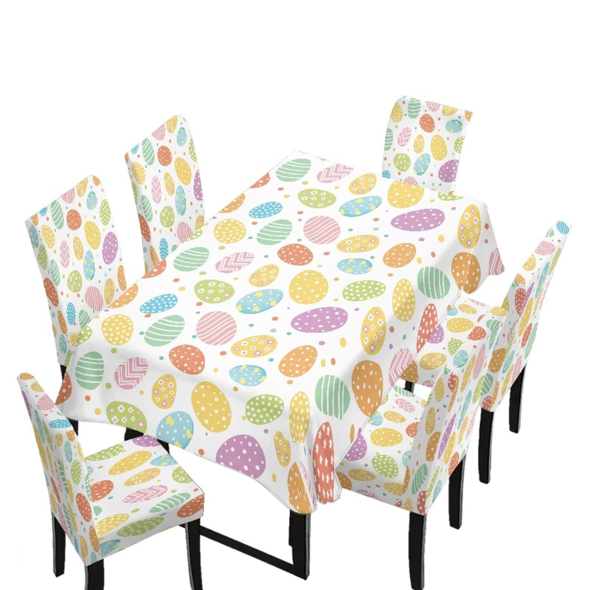 Table Cloth Rectangle Table Set of 7 Include Dining Chair Covers and Tablecloths for Dining Room Kitchen Banquet, Anti-Scratch Chair Seat Cover, Fluid Marble Print Green Gold Brown