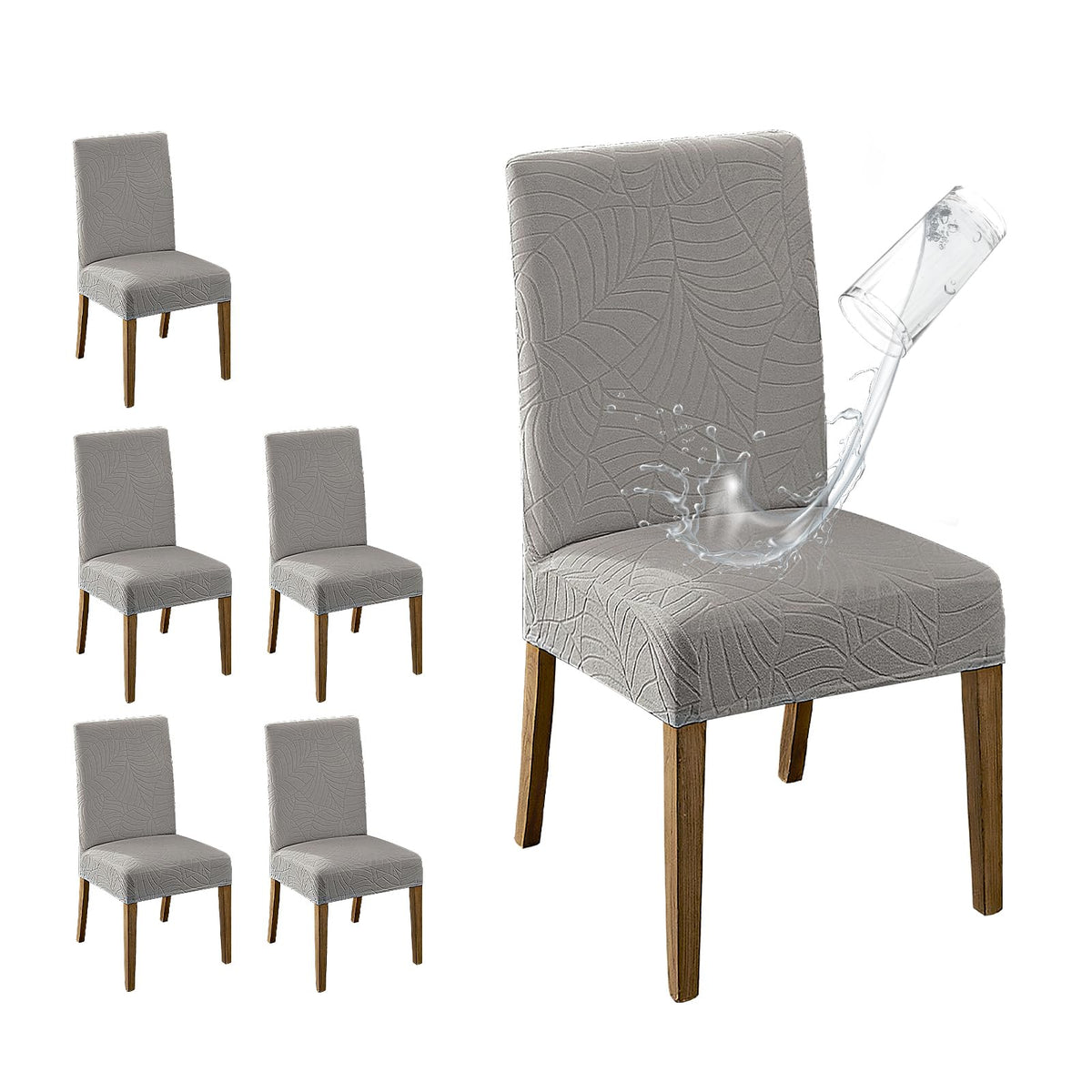 MOSAYT 100% Waterproof Dining Room Chair Covers Set of 4, Beige