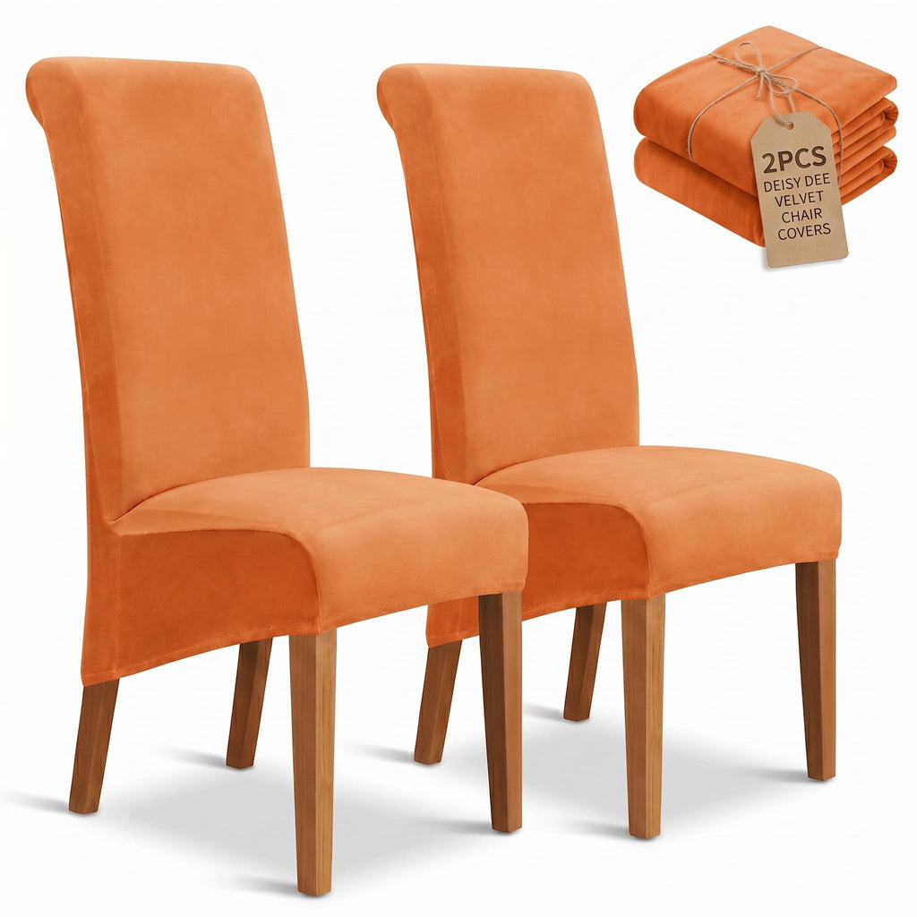 Velvet Dining Chair Covers Set of 2, Extra Large XL Oversized Stretch Parsons Chair Slipcovers for High Back Dining Room Kitchen, Non-Slip Removable Washable Chair Protectors,Khaki