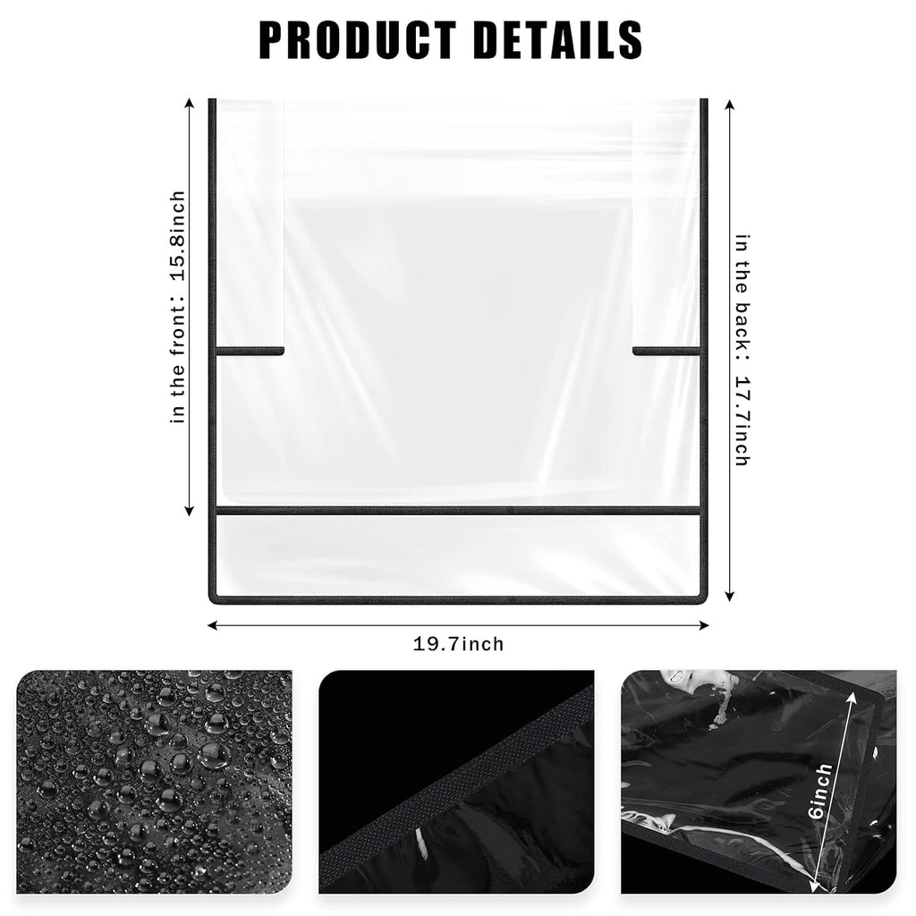 Hoolerry 4 Pcs Salon Chair Cover, Clear Square Chair Protectors, Black Edge