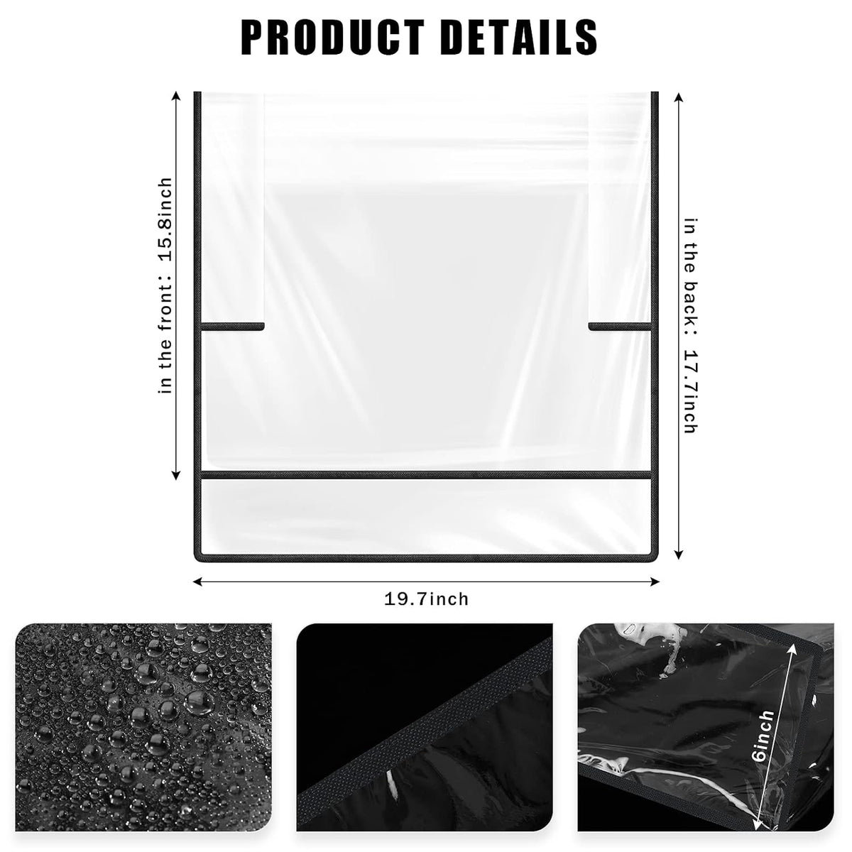 Hoolerry 4 Pcs Salon Chair Cover, Clear Square Chair Protectors, Black Edge