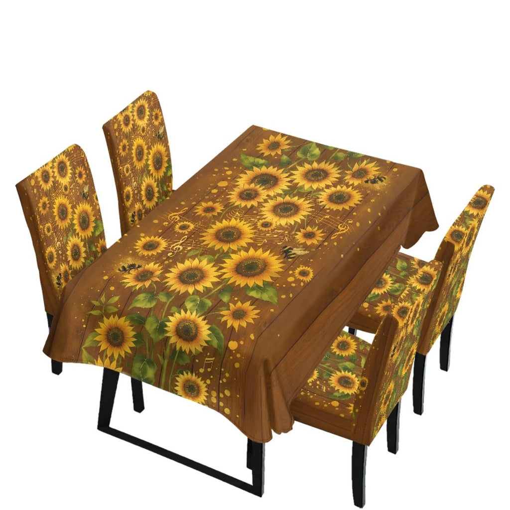 Dining Seat Slipcovers for Easter Decor Set of 7 Includes Tablecloths and Stretch Removable Dining Room Chair Covers Stain Resistant Table Protector, Easter Egg Love Heart Gnome Print