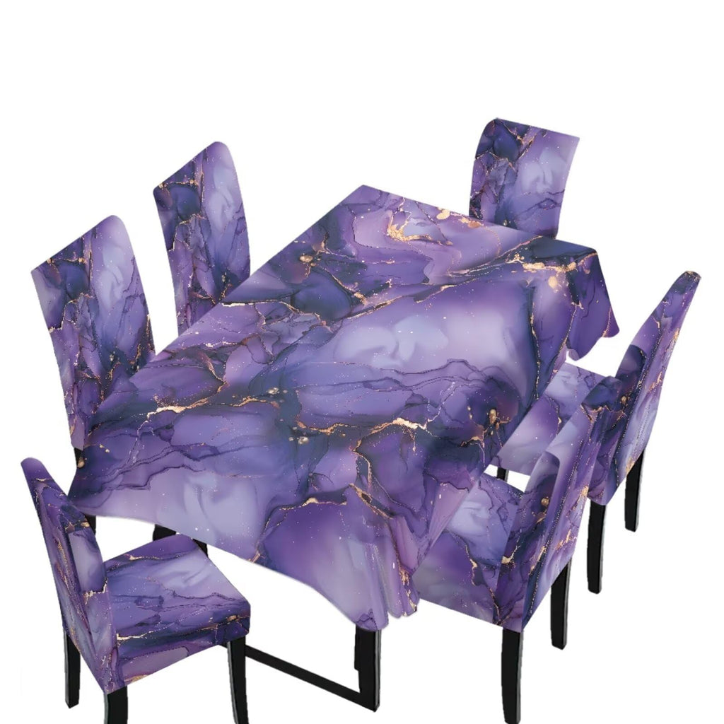 Table Cloth Rectangle Table Set of 5 Include Dining Chair Covers and Tablecloths for Dining Room Banquet, Anti-Scratch Chair Seat Protector Cover, Hummingbird Sunflower Tribe Print