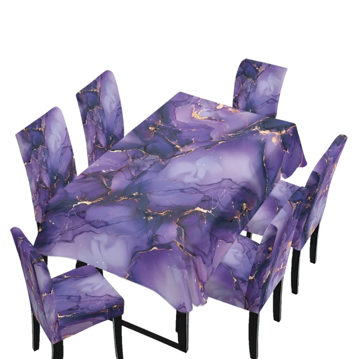 Table Cloth Rectangle Table Set of 5 Include Dining Chair Covers and Tablecloths for Dining Room Banquet, Anti-Scratch Chair Seat Protector Cover, Hummingbird Sunflower Tribe Print