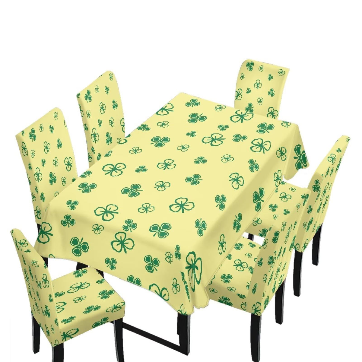 Light Grey 7 Pcs Tablecloth and Chair Covers Set Removable Chair Covers Set of 6 with Table Cover for Dining Room Washable Furniture Protector for Family Gathering Potluck