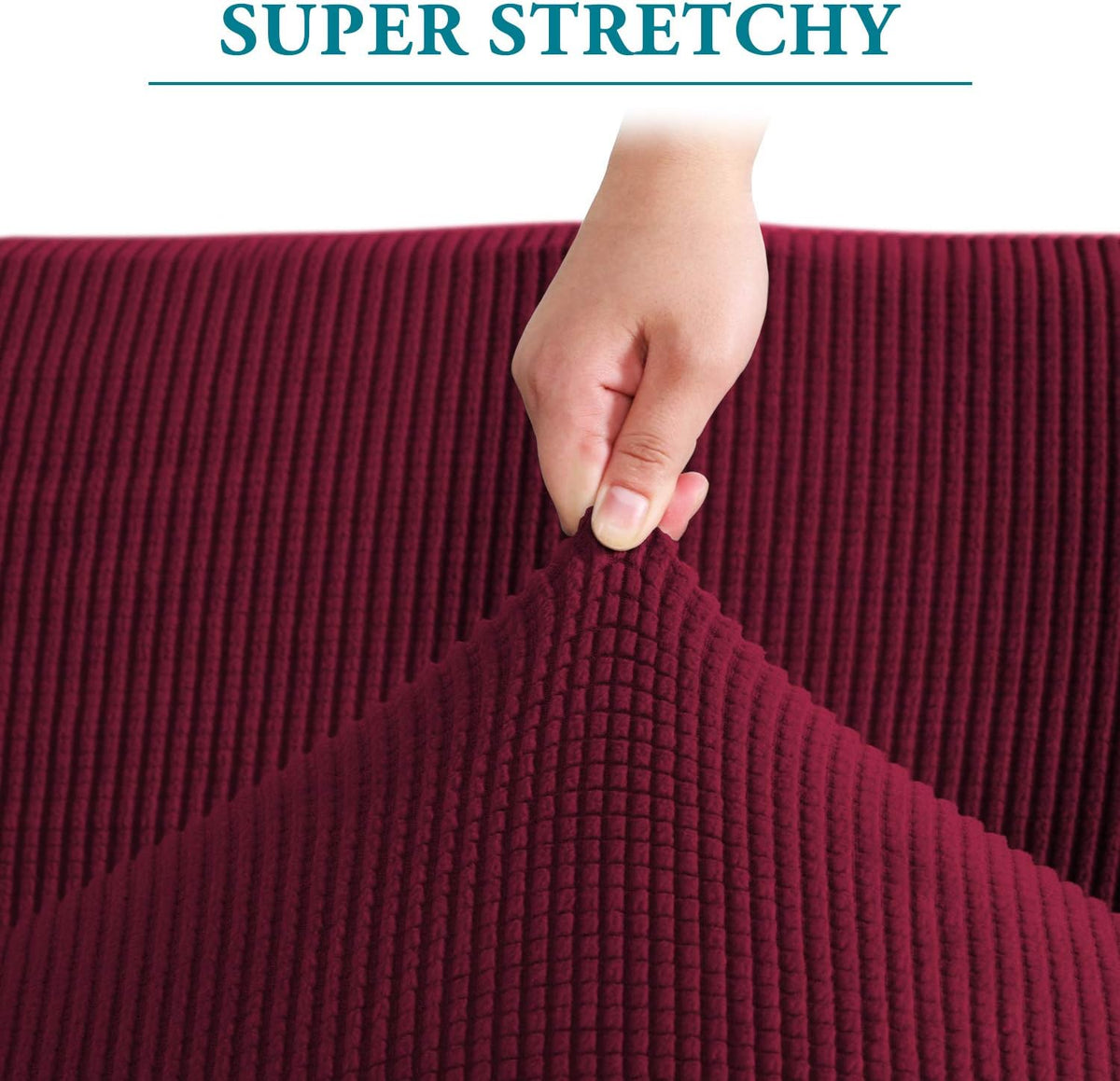 Flamingo P High Stretch One Piece Furniture Protector Sofa Cover for Durable Spandex Stretch Fabric Super Soft Slipcover, 2 Seater, Wine, Loveseat