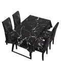 Palm Leaves Rectangular Table Cloth & Dining Chair Covers Set of 5, Stain Resistant Wipeable Chair Protectors for Farmhouse Rustic Home Kitchen Party Decor