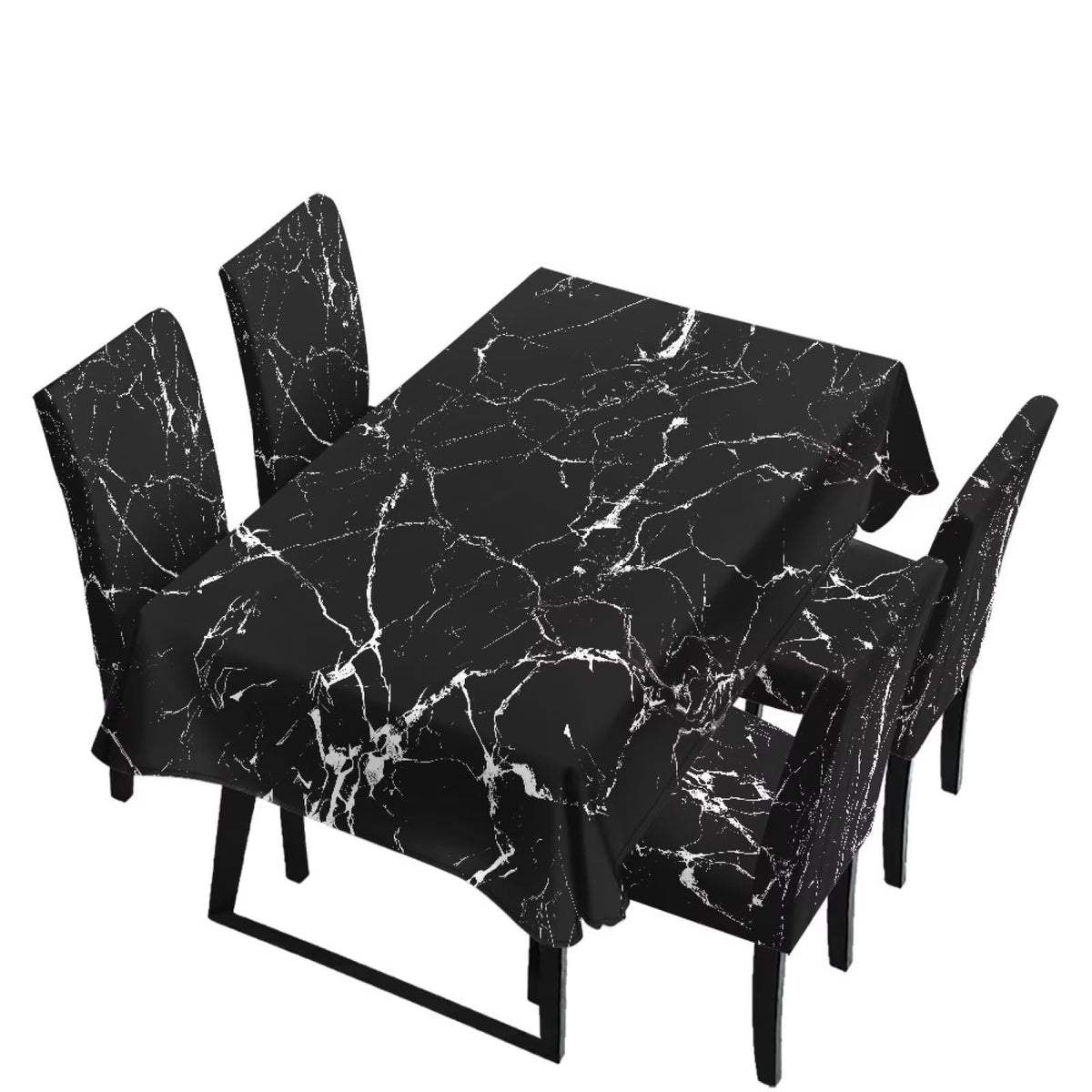 Palm Leaves Rectangular Table Cloth & Dining Chair Covers Set of 5, Stain Resistant Wipeable Chair Protectors for Farmhouse Rustic Home Kitchen Party Decor