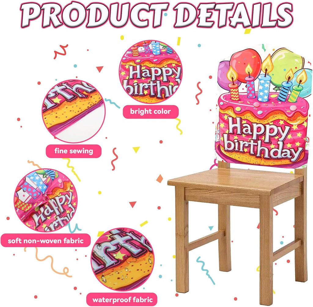 2 Pack Happy Birthday Chair Cover 17x23 Inch Double Side