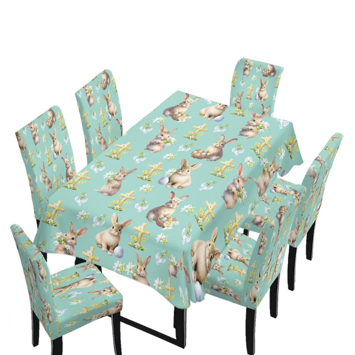 ZDCUSTOM Vintage Table Cloth and Chair Cover Set of 4 Sunflower Tablecloths Rectangular Elegant Chair Covers for Dining Chairs Stain Resistant Decoration