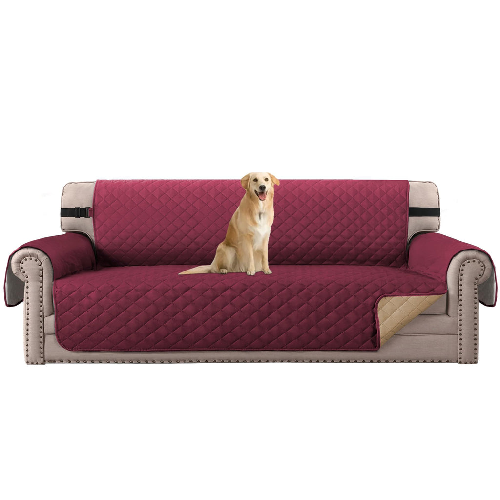 H.VERSAILTEX Reversible Couch Cover for 2 Cushion Couch Water Resistant Loveseat Washable Furniture Cover with Non-Slip Elastic Strap for Dogs, Pets, Kids(Oversized Loveseat, Charcoal Grey)