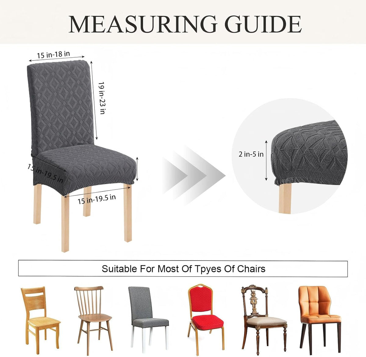 Genina Waterproof Dining Chair Covers Set of 4, Stretch Chair Slipcovers