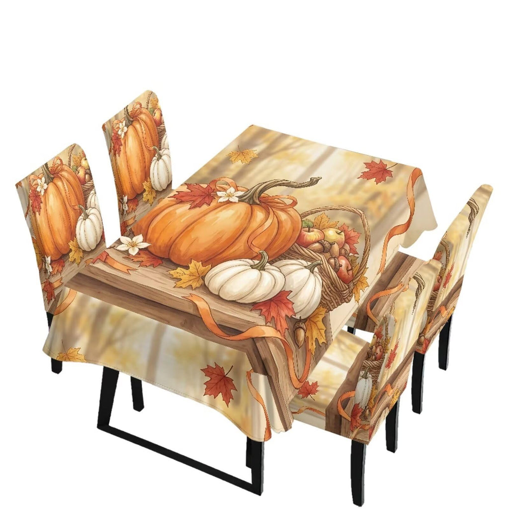 Thanksgiving Rectangle Table Cloth with Dining Chair Cover