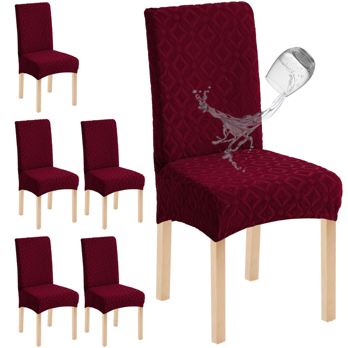 Genina Waterproof Dining Chair Covers Set of 4, Stretch Chair Slipcovers