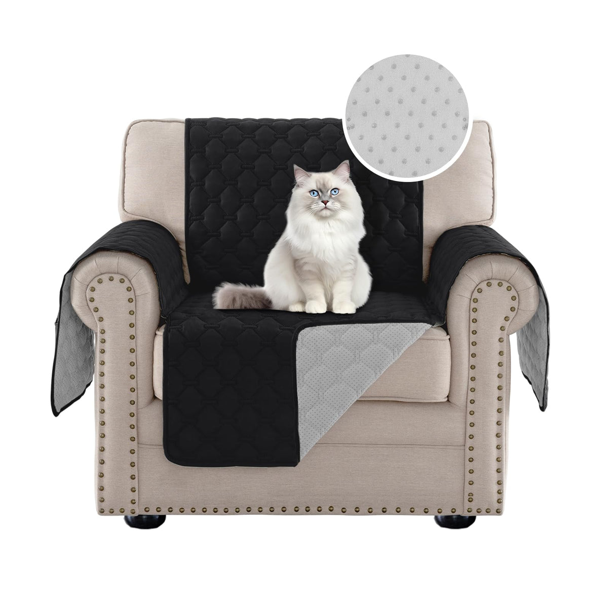 PrinceDeco Love Seat Couch Covers for Dogs Quilted Loveseat Cover Furniture Protector Non-Slip Rubber Backing Water Resistant for 2 Cushion Couch Seat Width to 48"(Loveseat, Brown)