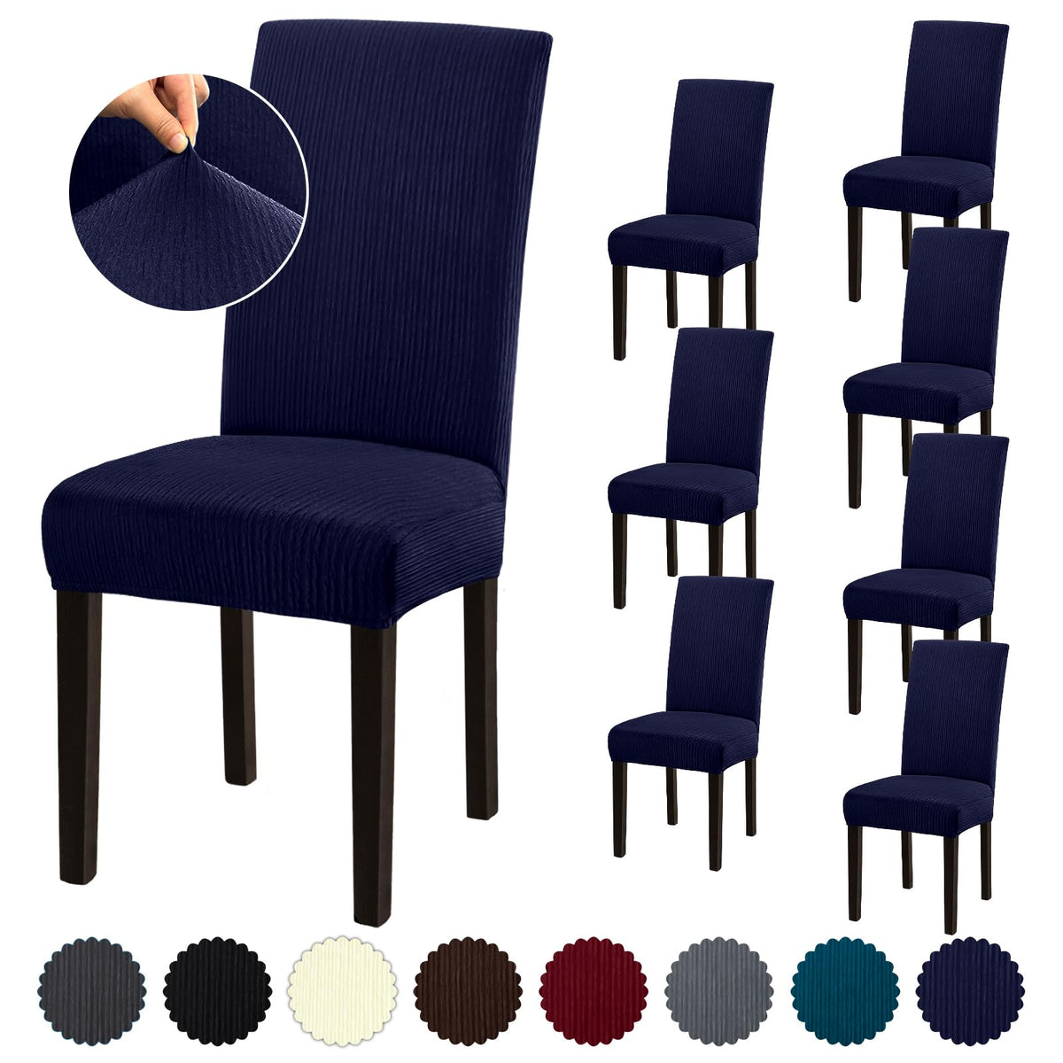 Stretch Dining Room Chair Covers Set of 6, Removable Washable Chair Covers for Dining Chairs,Dining Room, Hotel, Ceremony