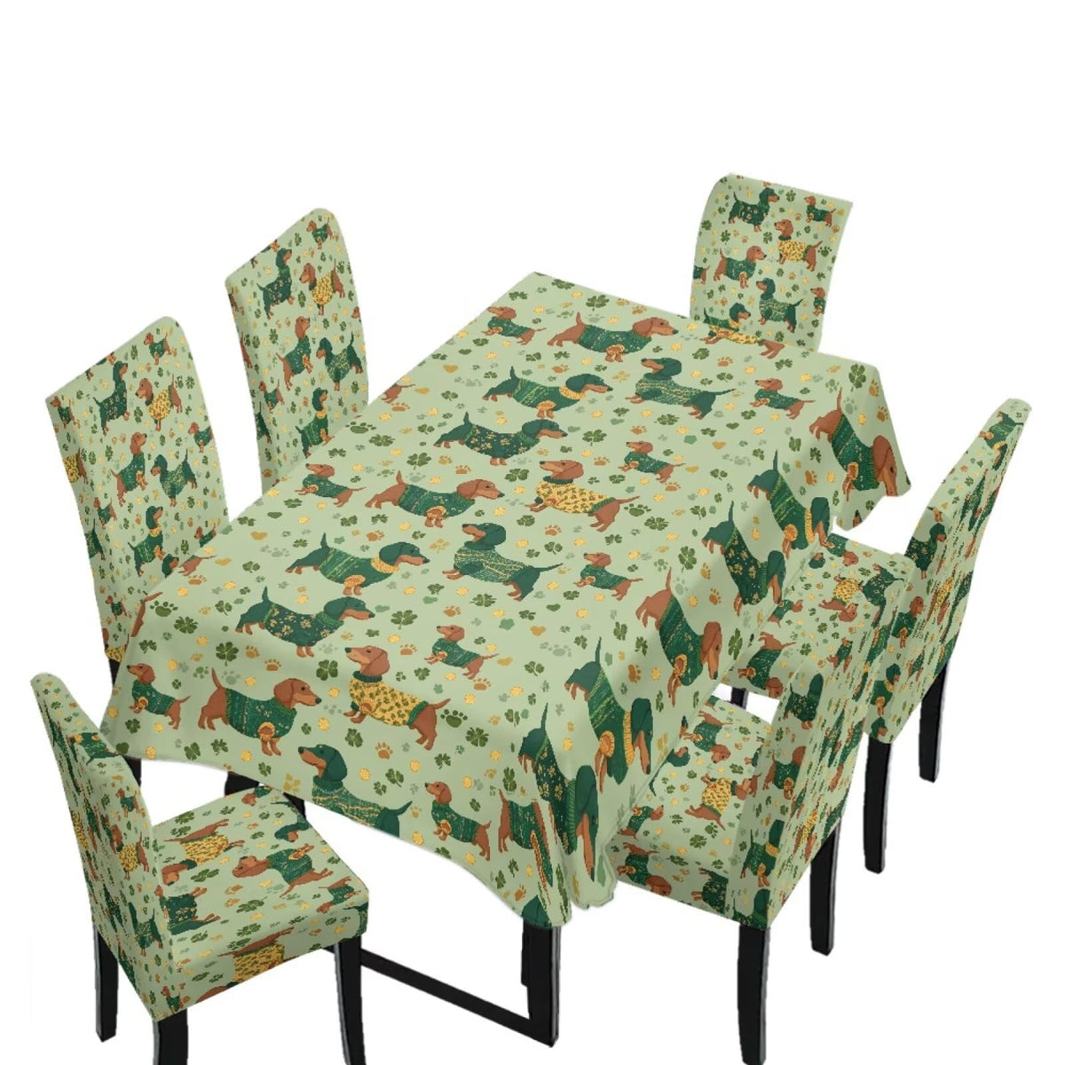 Stain Resistant Tablecloths and Dining Seat Covers Set of 5, Kitchen Chair Slipcovers Washable Table Slipcover Chair Seat Covers for Kitchen Restaurant, Chicken Cactus Print
