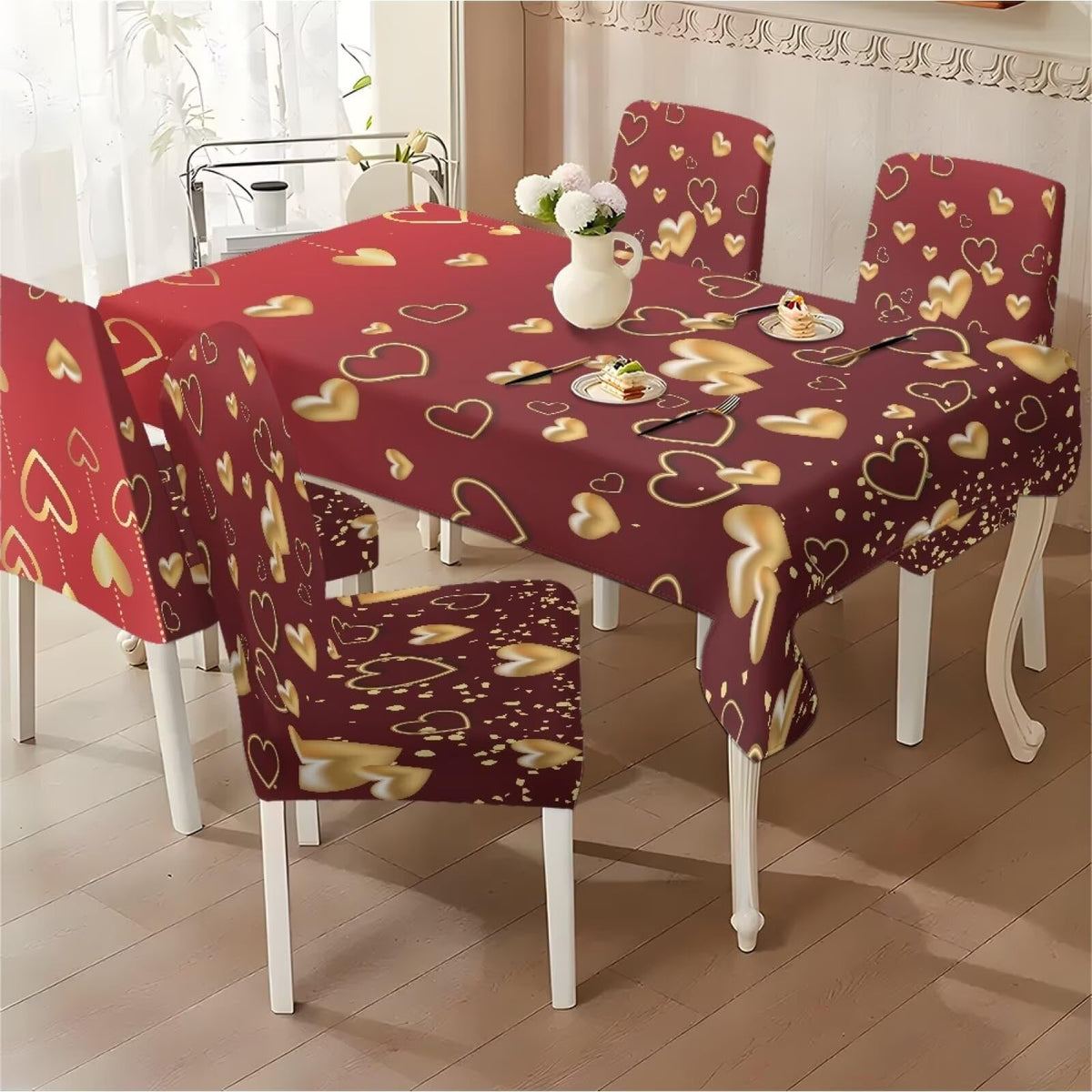 ZDCUSTOM St Patricks Day Table Cloth and Chair Cover Set of 4 Green Tablecloths Rectangular Festive Chair Covers for Dining Chairs St. Patrick’s Day Decoration