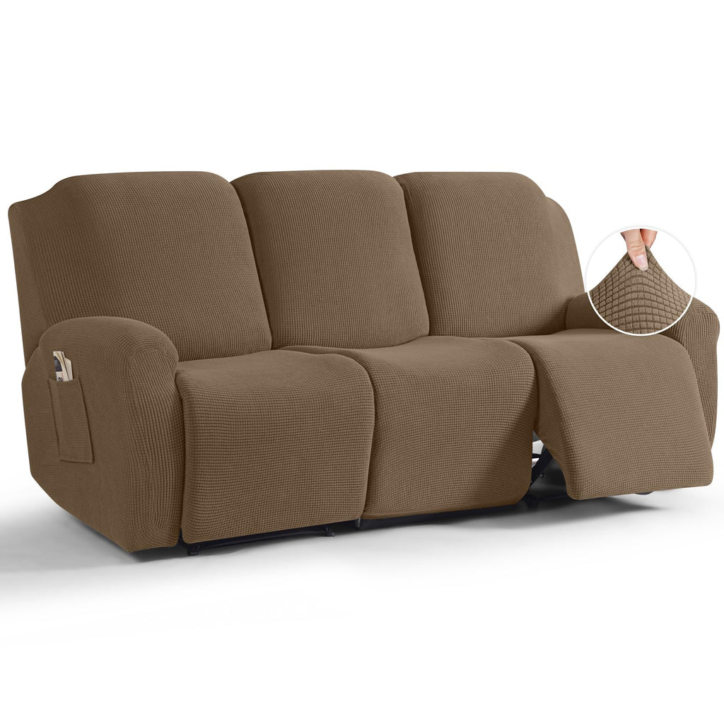 TAOCOCO Stretch Loveseat Recliner Covers 6 Piece, Charcoal Grey