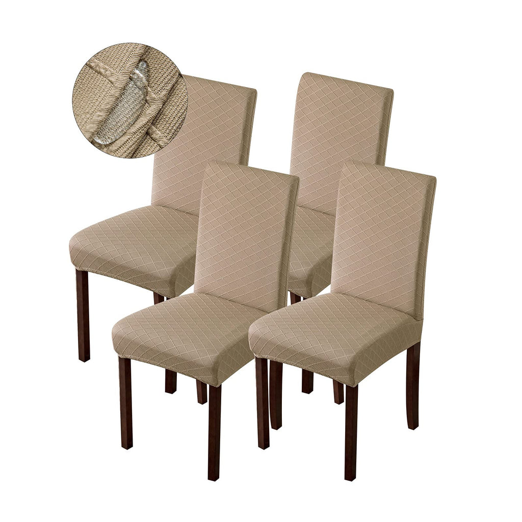 Genina Waterproof Chair Covers for Dining Room Dining Chair Covers Kitchen Parsons Chair Cover (Beige, 4 PCS)