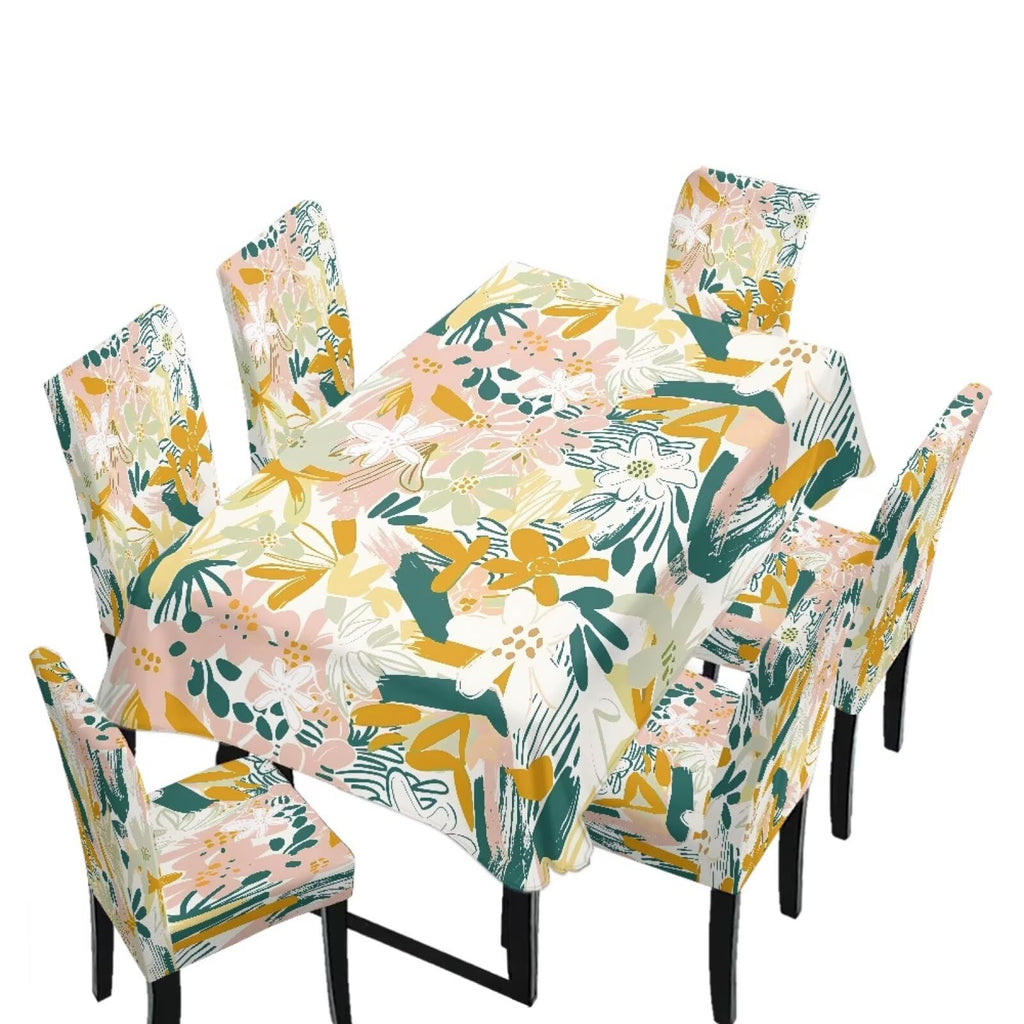 Dining Table Chair Covers 5 Pack, Removable Parsons Chair Slipcovers Dust Proof Tablecloths Scratch Resistant Seat Protector for Dining Room, Sunflower Honeycomb Bee Print Yellow