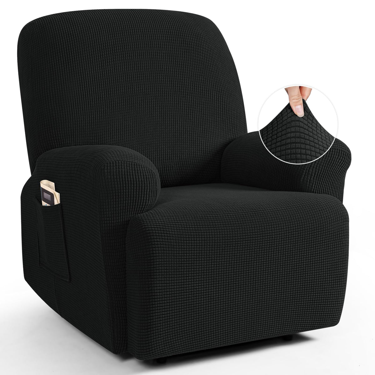 TAOCOCO Stretch Loveseat Recliner Covers 6 Piece, Charcoal Grey