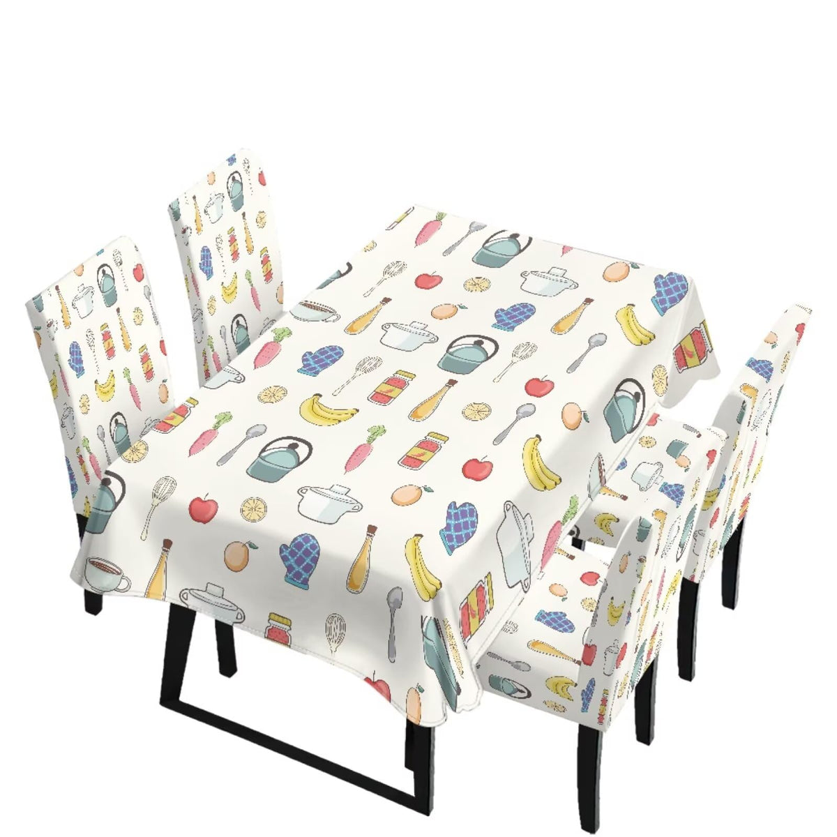 5 Pack Dining Table Cloth Rectangle 4 Seater Includes Kitchen Chair Covers, Stretch Seat Covers for Dining Chairs Anti-dust Washable Table Protector, Tribe Aztec Geometry Print