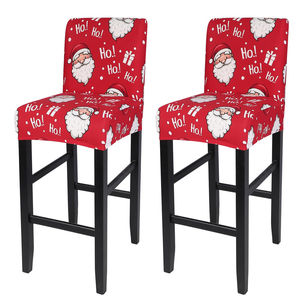 SearchI Bar Stool Covers Set of 4, Stretch Washable Barstool Seat Covers, Counter Height Chair Covers for Kitchen Dining Room Cafe (Beige Linen-Look Print)