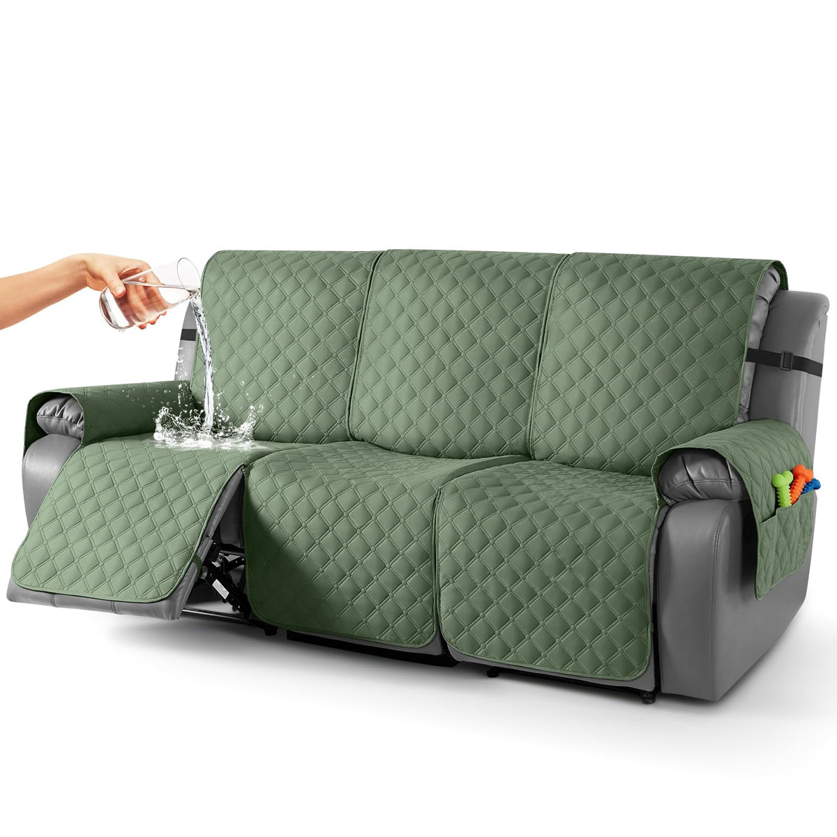 TAOCOCO 100% Waterproof Loveseat Recliner Covers Reversible, Charcoal Gray