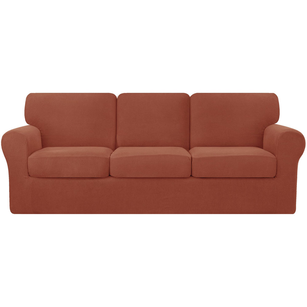 CHUN YI 5 Piece Stretch Couch Covers for Sofa, Loveseat, Khaki