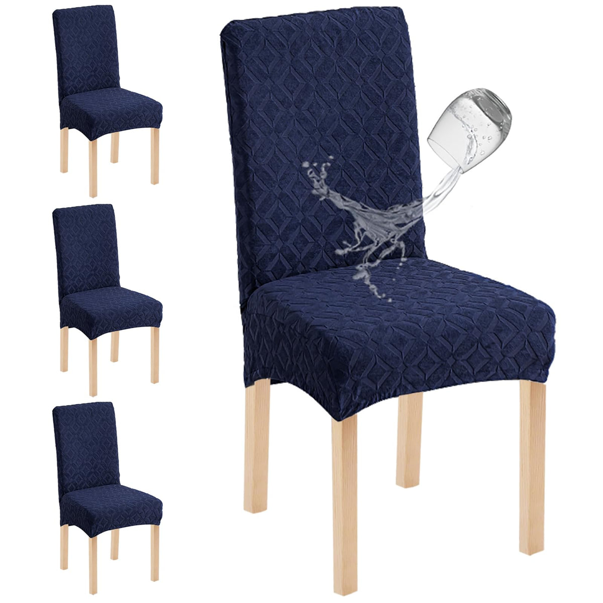 Genina Waterproof Dining Chair Covers Set of 4, Stretch Chair Slipcovers