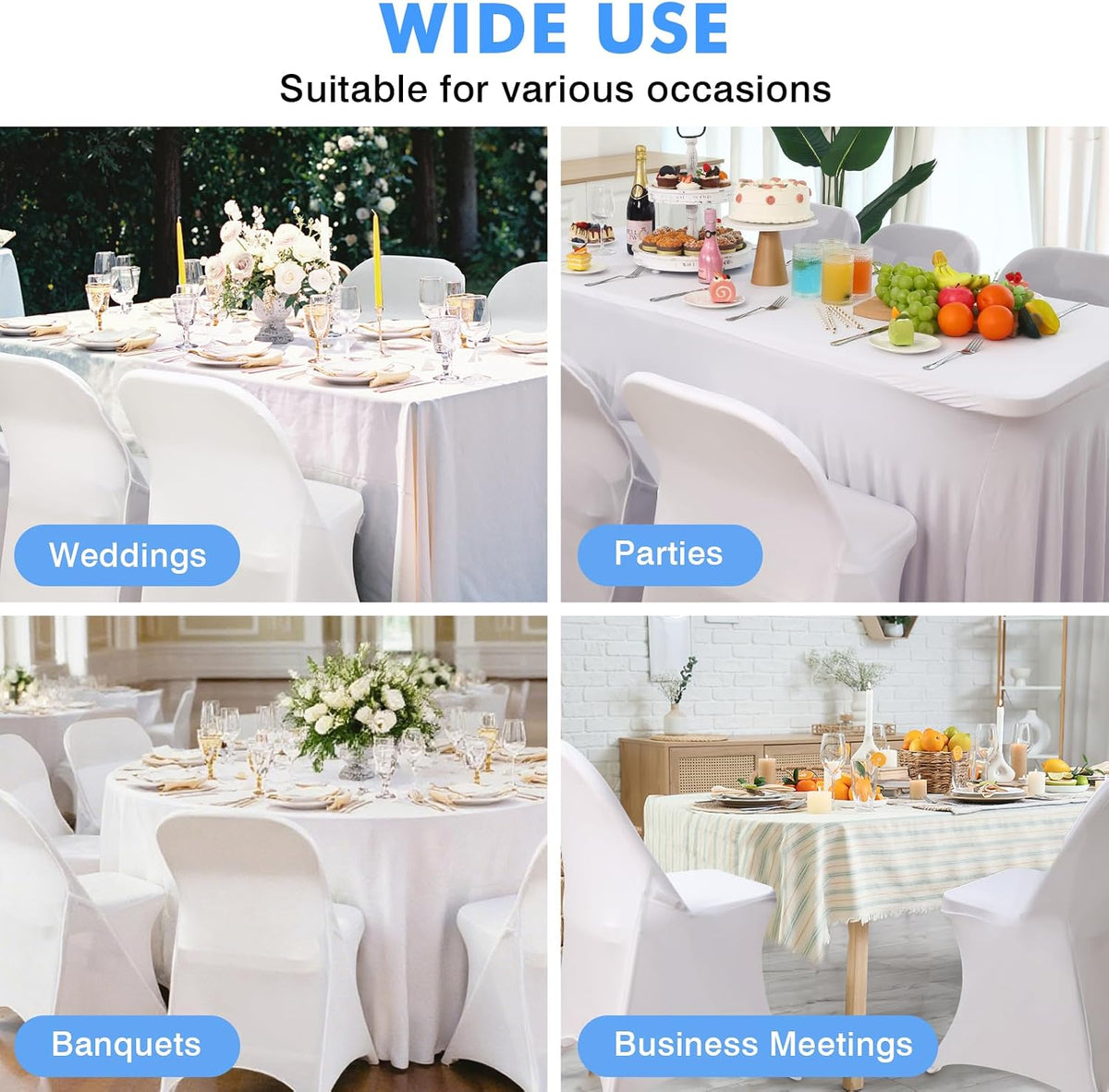 Fixwal 36 Pcs White Folding Chair Covers Spandex Stretch Slipcover