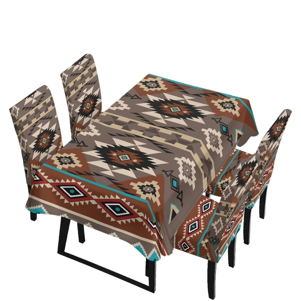 Thanksgiving Themed Dining Room Chair Cover and Tablecloths 5 Packs, Fall Leaf Print Kitchen Chair Seat Slipcovers Anti-Wrinkle Table Protector for Thanksgiving Day Party