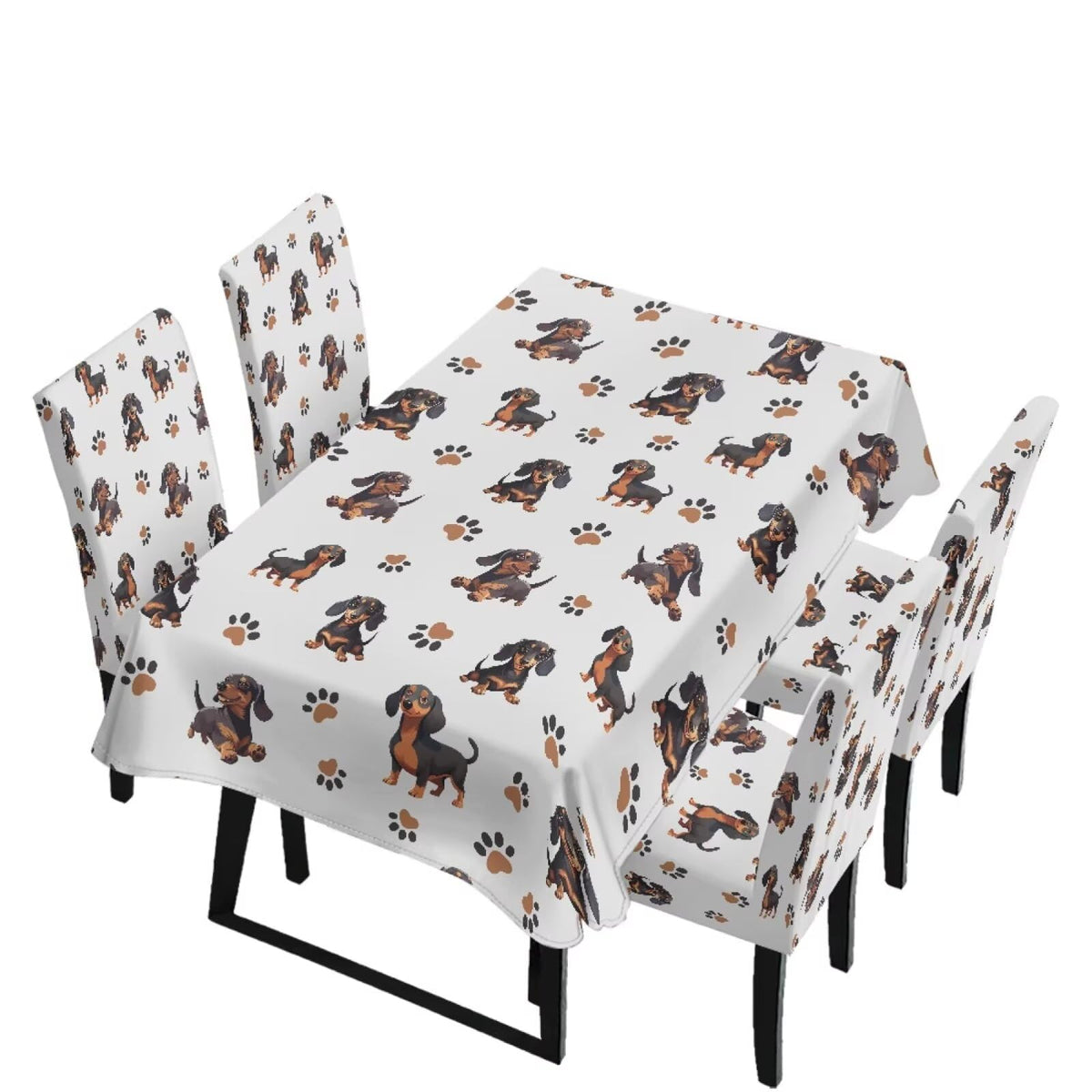 Table Cloth and Dining Chair Covers Set of 5, Kitchen Chair Slipcovers Rectangle Table Cover, Removable Anti-dust Tablecloths Stain Resistant Soft Hotel Decor, Retro Geometry Flower