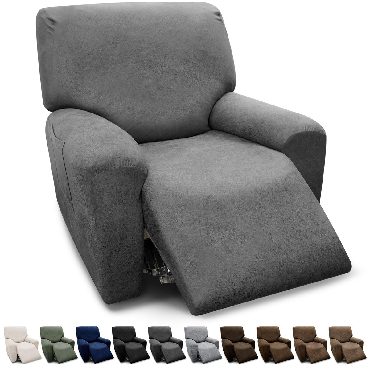3-Pieces T Cushion Loveseat Slipcovers Leather Look Couch Cover Loveseat Covers for 2 Cushion Couch Furniture Protector Stretch Sofa Cover with 2 Individual T Cushion Seat Covers, Brown
