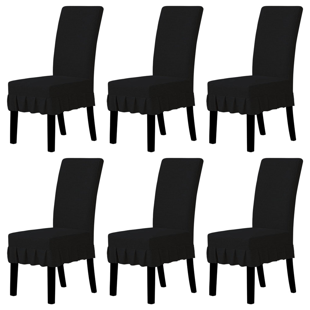 Easy-Going 2 PCS Stretch Dining Room Chair Covers with Skirt, Light Gray