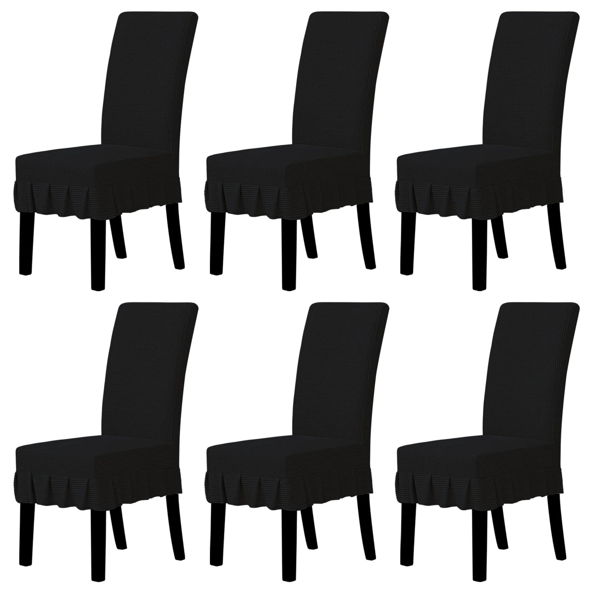 Easy-Going 2 PCS Stretch Dining Room Chair Covers with Skirt, Light Gray