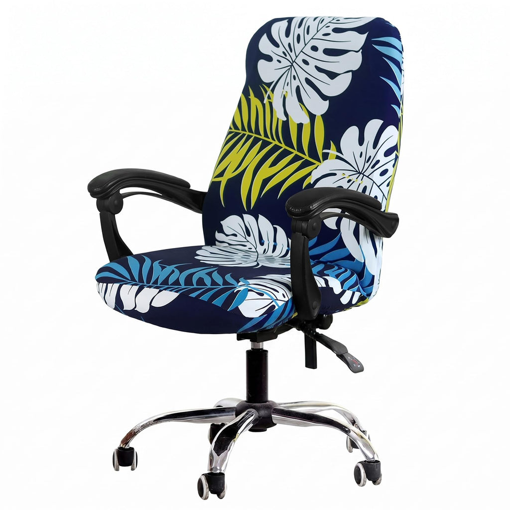 WOMACO Printed Office Chair Covers, Stretch Computer Universal Boss Modern Simplism Style High Back Chair Slipcover - Peony, Large
