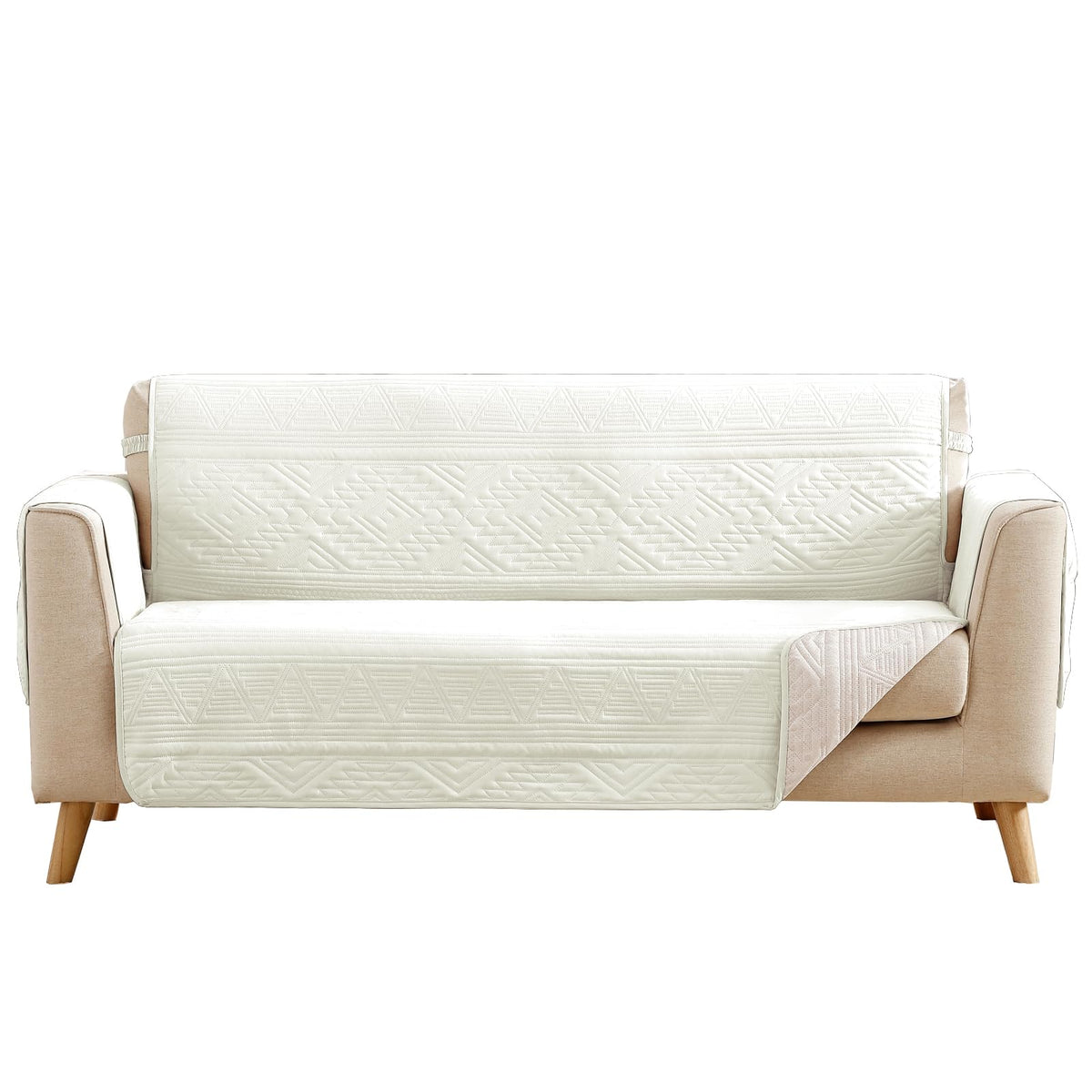 Boho Olive Green Loveseat Covers for 2 Cushion Couch, Water-Repellent Aztec Covers for Love Seat, Washable Quilted Couch Covers, Pet Friendly Loveseat Slipcovers (Loveseat 48", Olive Green)