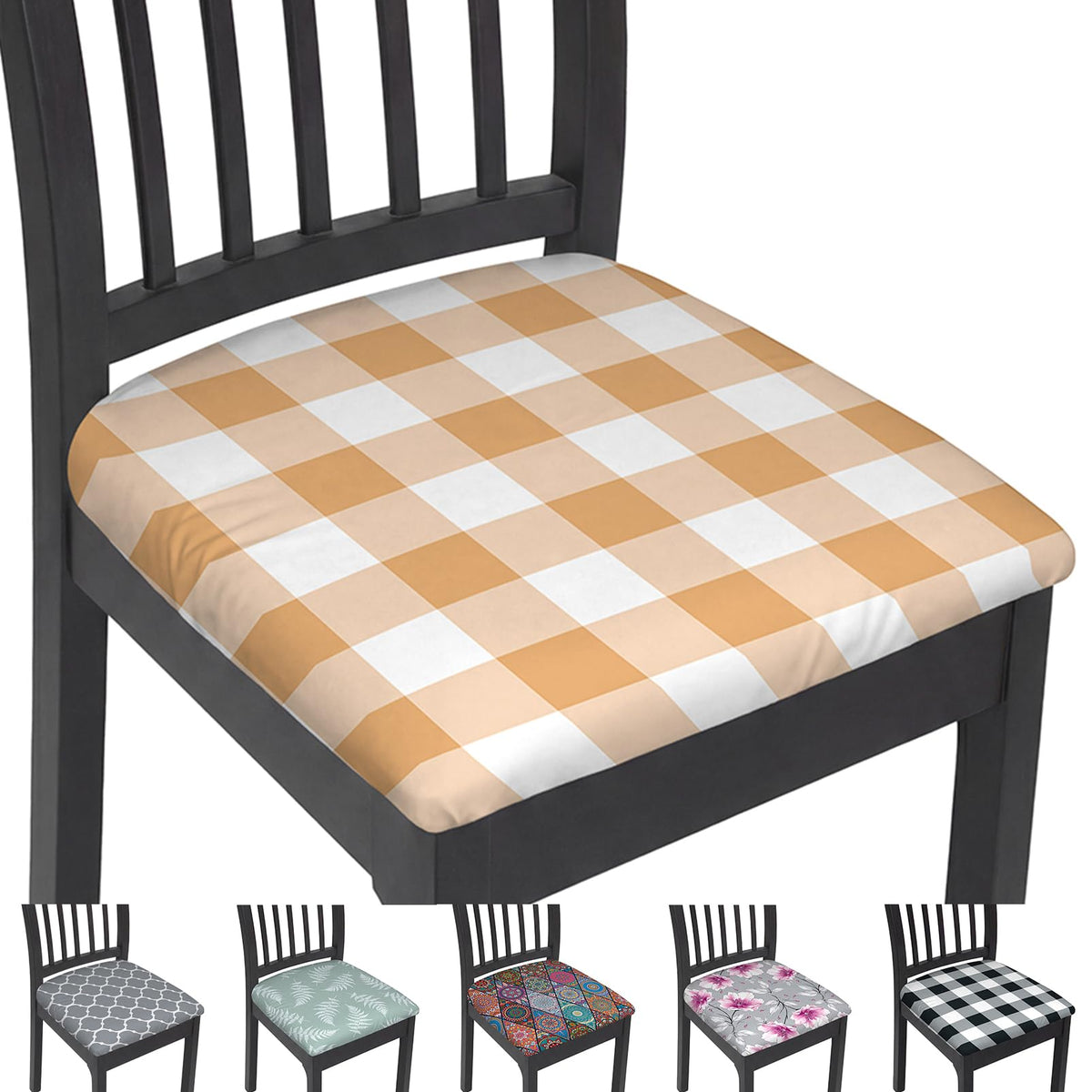 Stretch Chair Seat Covers Set of 4 for Dining Living Room Kitchen Chairs Universal Washable Slipcover Protector Forros Fundas Cobertores para Sillas De Comedor Party Home Decor Gift