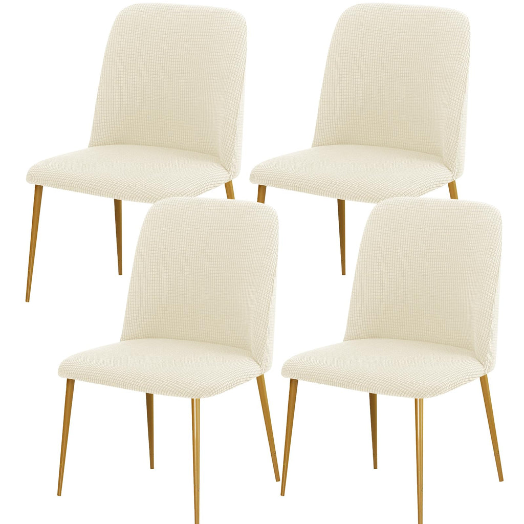 Gollense Curved Back Chair Covers for Dining Room, Mid Century Modern Chair Slipcovers, Semi Circle Back Chair Seat Protector for Kitchen Living Room (4, Beige)
