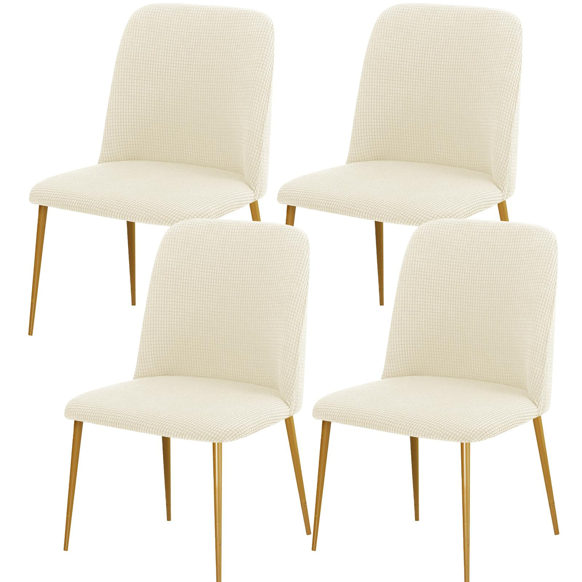 Gollense Curved Back Chair Covers for Dining Room, Mid Century Modern Chair Slipcovers, Semi Circle Back Chair Seat Protector for Kitchen Living Room (4, Beige)