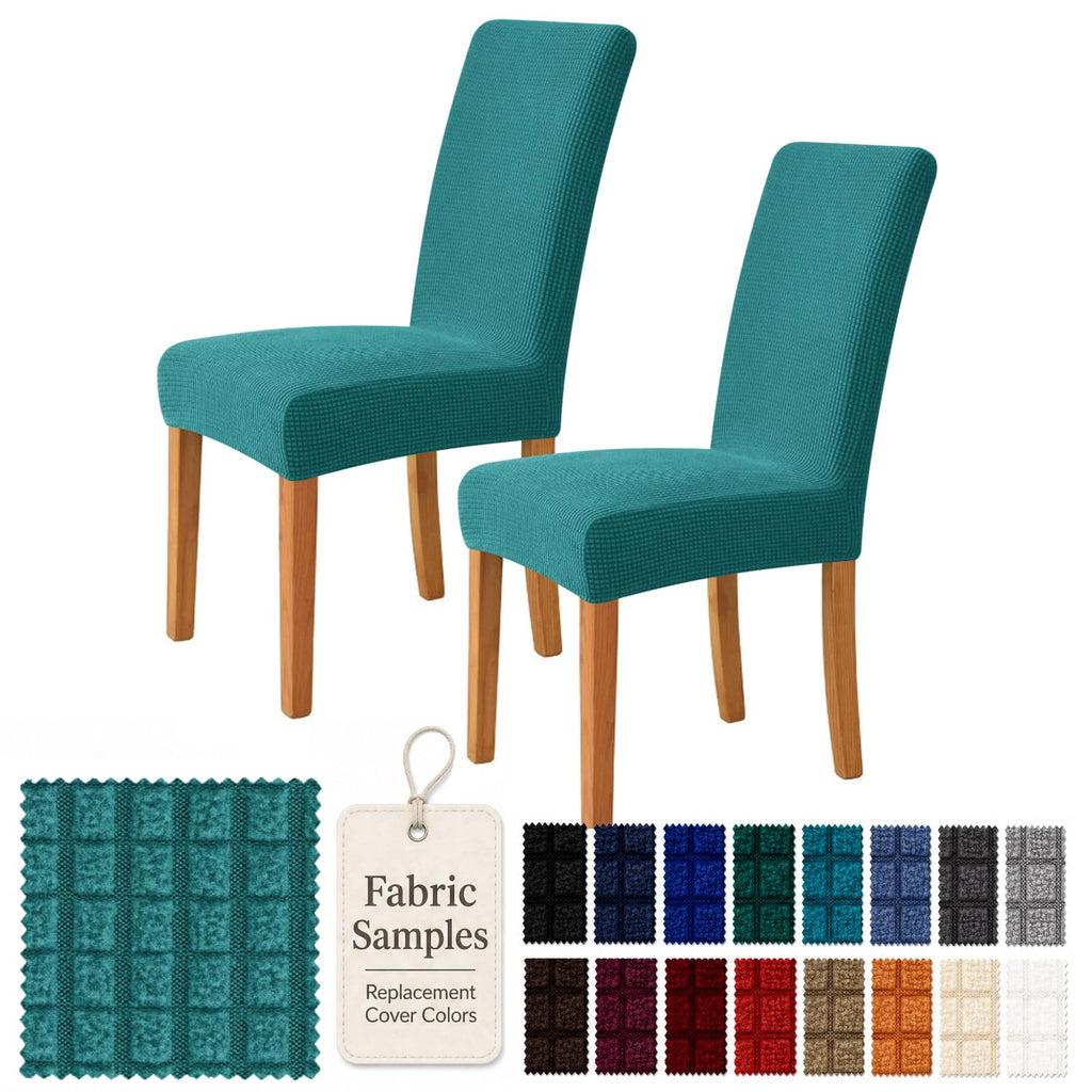 YEMYHOM 2 Packs Latest Checkered Dining Chair Slipcover Parsons Chair Furniture Protector Stretch Chair Covers for Dining Room, Restaurant, Kitchen, Party (Light Gray)