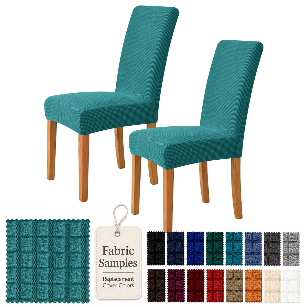 YEMYHOM 2 Packs Latest Checkered Dining Chair Slipcover Parsons Chair Furniture Protector Stretch Chair Covers for Dining Room, Restaurant, Kitchen, Party (Light Gray)