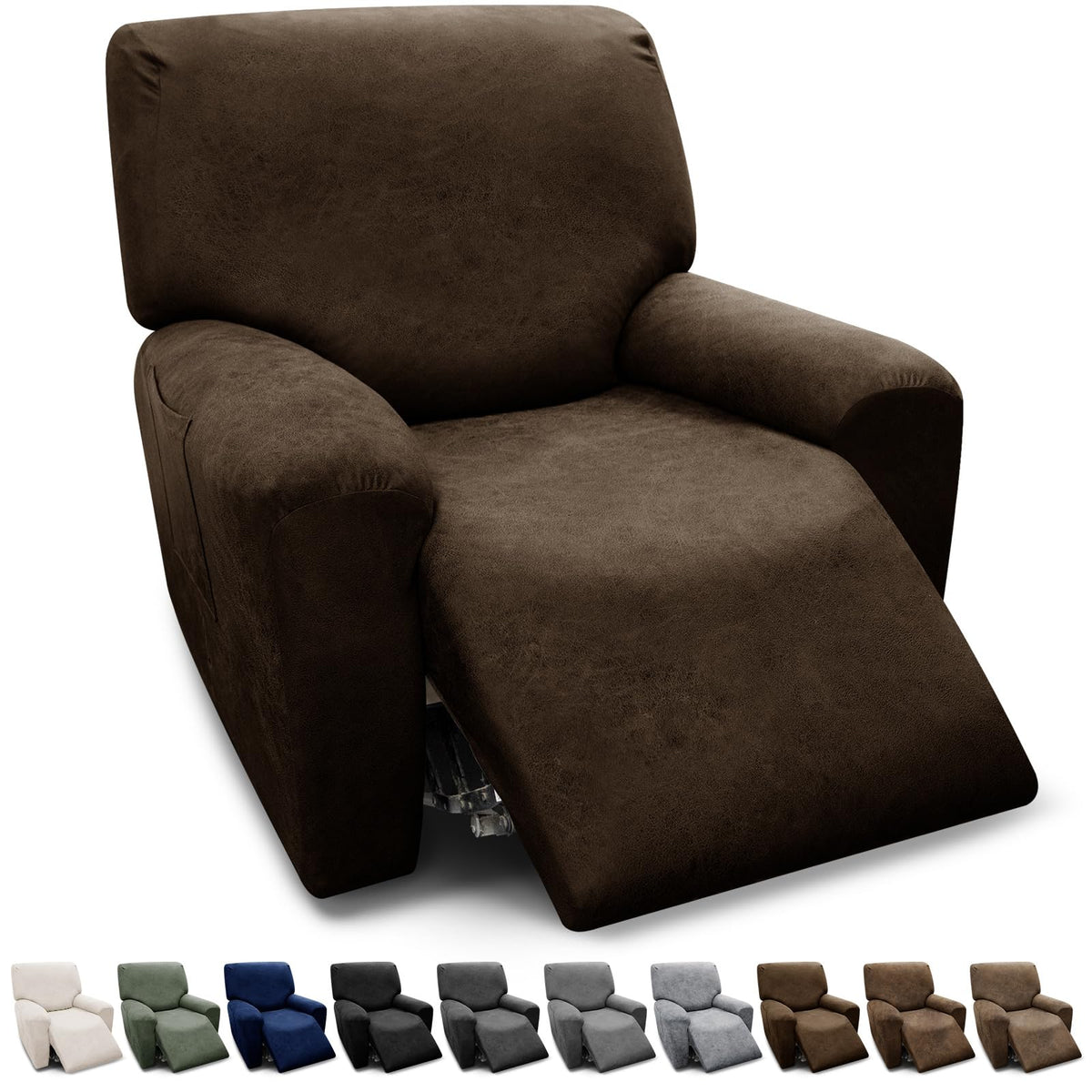 3-Pieces T Cushion Loveseat Slipcovers Leather Look Couch Cover Loveseat Covers for 2 Cushion Couch Furniture Protector Stretch Sofa Cover with 2 Individual T Cushion Seat Covers, Brown