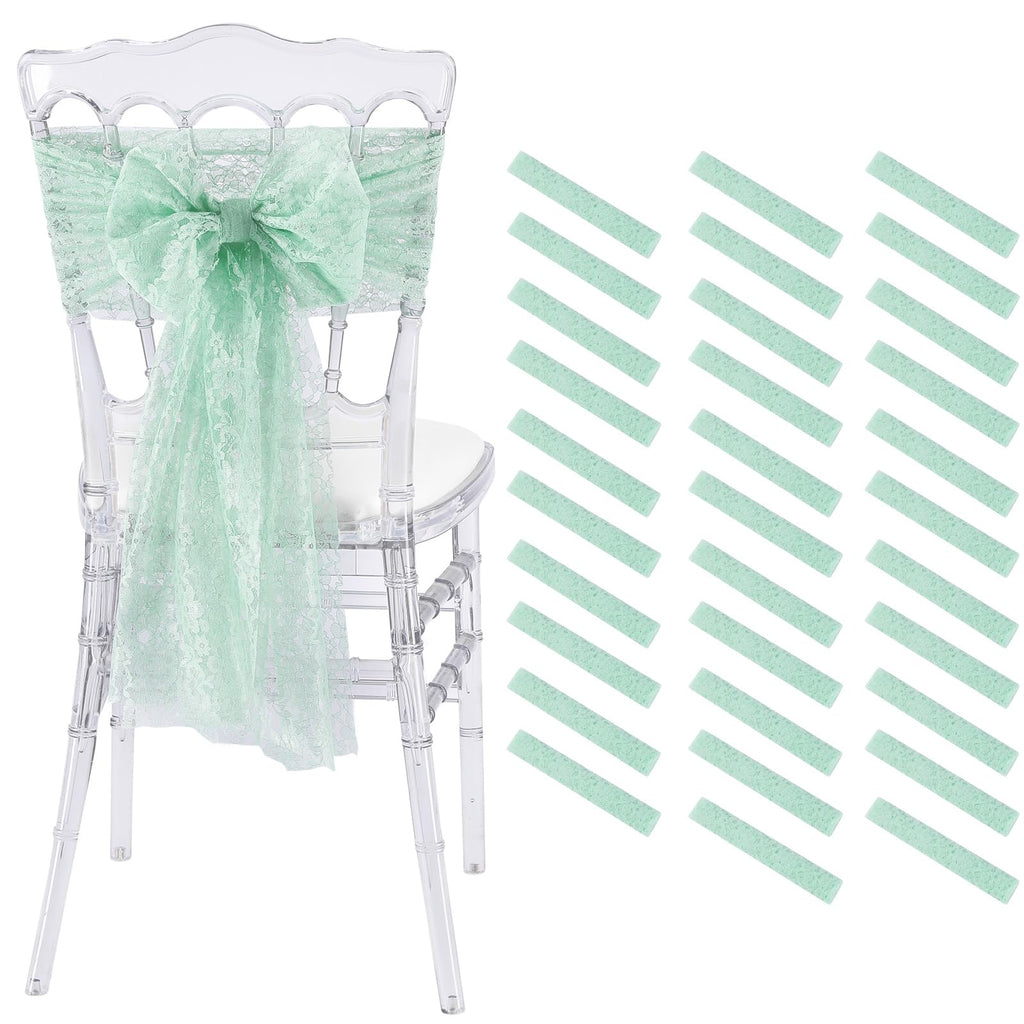 QueenDream White Chair Sashes Wedding Aisle Decorations: 24 Packs 8ft Long Draping Fabric Sheer Church Chair Cover Bulk for Party Banquet